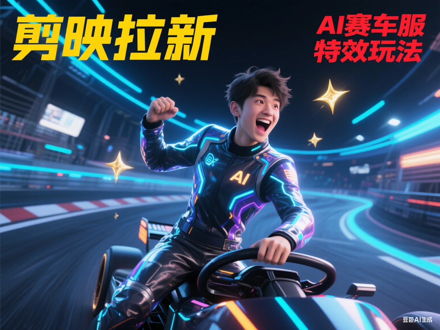 剪映拉新 AI赛车服特效玩法-创业猫 剪映拉新 AI赛车服特效玩法-创业猫