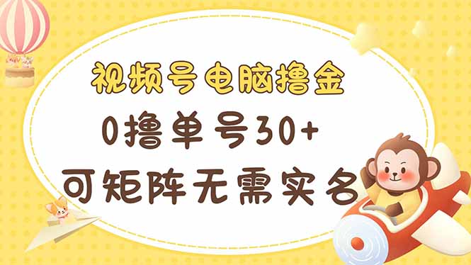 视频号电脑撸金 0撸单号30+ 可矩阵 无需实名多号多得-淘米帮