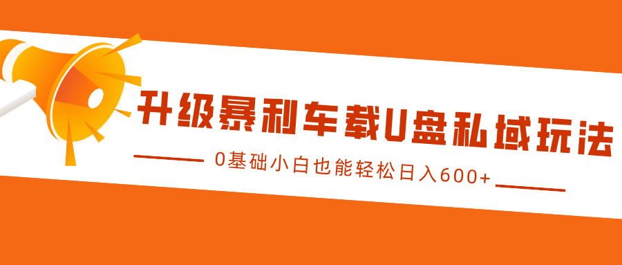 升级暴利车载U盘私域玩法，0基础小白也能轻松日入600+-淘米帮