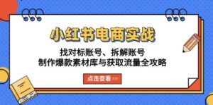 小红书电商实战:找对标账号、拆解账号、制作爆款素材库与获取流量全攻略-淘米帮