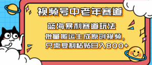 2025视频号中老年短视频蓝海暴利风口！复制粘贴搬运视频单日赚800+，无…-淘米帮