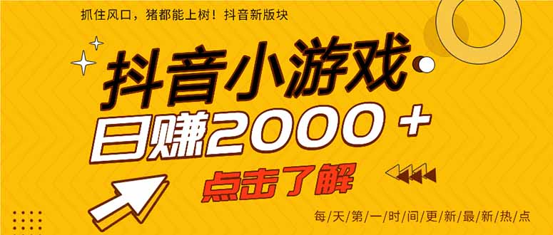 抖音小游戏，最新风口项目，亲测单游戏2000+感兴趣点击了解。-淘米帮