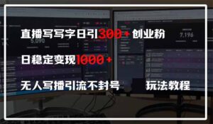 直播写写字日引300+创业粉,日稳定变现600+无人写播引流不封号,玩法教程-淘米帮