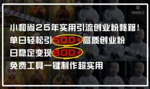 小和尚2025年实用引流秘籍！单日轻松引500+高质量创业粉，日变现800+，…-淘米帮