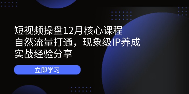 短视频操盘12月核心课程：自然流量打通，现象级IP养成，实战经验分享-淘米帮
