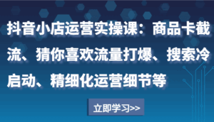 抖音小店运营实操课:商品卡截流、猜你喜欢流量打爆、搜索冷启动、精细化运营细节等-淘米帮