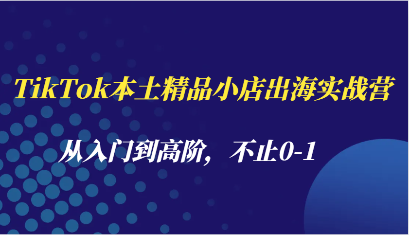 TikTok本土精品小店出海实战营，从入门到高阶，不止0-1-淘米帮
