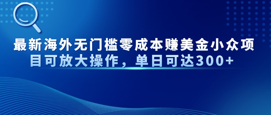 最新海外无门槛零成本赚美金小众项目可放大操作，单日可达300+-淘米帮