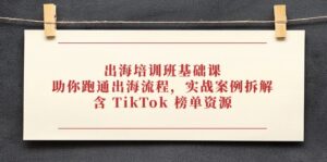 出海培训班基础课,助你跑通出海流程,实战案例拆解,含 TikTok 榜单资源-淘米帮