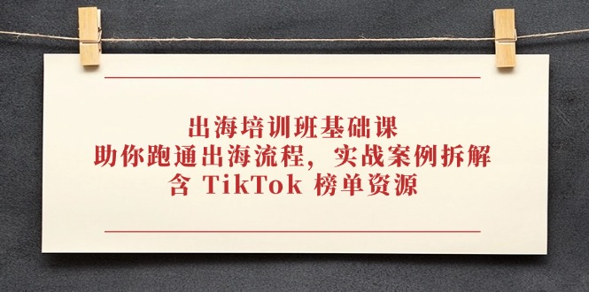 出海培训班基础课，助你跑通出海流程，实战案例拆解，含 TikTok 榜单资源-淘米帮