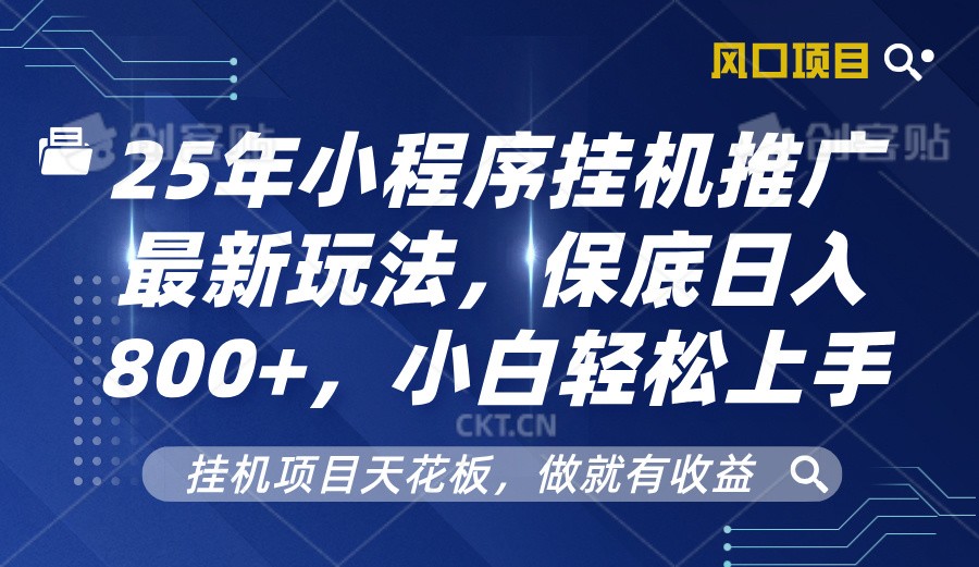 2025年小程序挂机推广最新玩法，保底日入800+，小白轻松上手-淘米帮