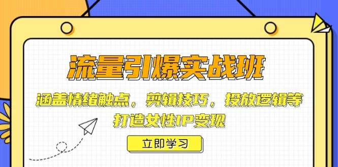 流量引爆实战班，涵盖情绪触点，剪辑技巧，投放逻辑等，打造女性IP变现-淘米帮