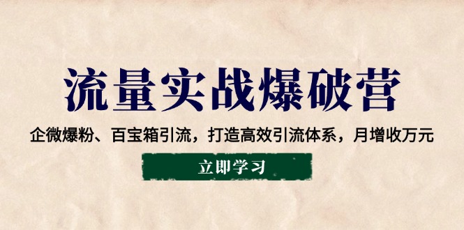 流量实战爆破营：企微爆粉、百宝箱引流，打造高效引流体系，月增收万元-淘米帮