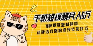 手机短视频月入6万,10种爆款题材构图,动静结合涨粉变现运营技巧-淘米帮