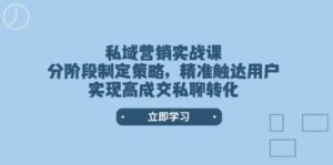 私域营销实战课，分阶段制定策略，精准触达用户，实现高成交私聊转化-淘米帮