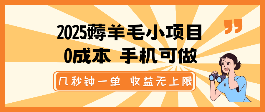 2025薅羊毛小项目，0成本 手机可做，几秒钟一单，收益无上限-淘米帮