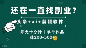 头条全新玩发加持软件搬视频，每天十分钟，单个作品收入200-500左右-淘米帮