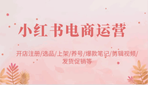 小红书电商运营:开店注册/选品/上架/养号/爆款笔记/剪辑视频/发货促销等-淘米帮
