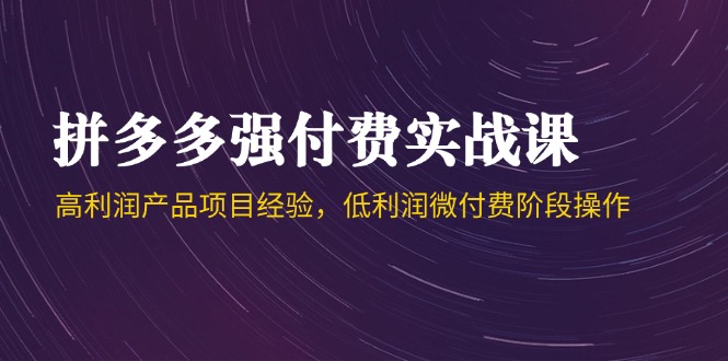 拼多多强付费实战课-44期，高利润产品项目经验，低利润微付费阶段操作-淘米帮