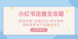 小红书运营全攻略,精准获客+流量优化+软文种草,揭秘高客单产品投放技巧-淘米帮