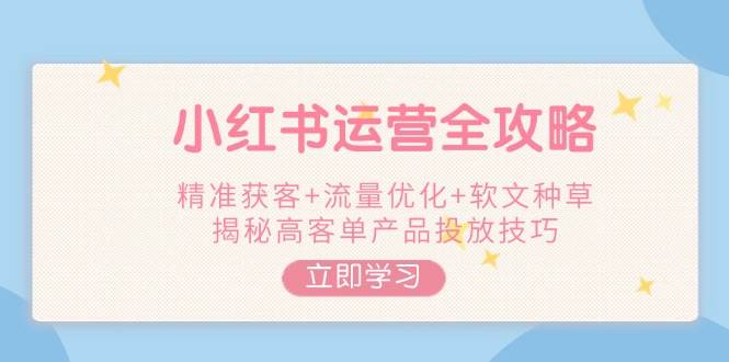 小红书运营全攻略，精准获客+流量优化+软文种草，揭秘高客单产品投放技巧-淘米帮