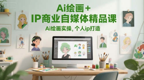 Ai绘画+IP商业自媒体精品课，Ai绘画实操，个人ip打造-淘米帮