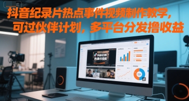 抖音纪录片热点事件视频制作教学，可过伙伴计划，多平台分发撸收益-淘米帮