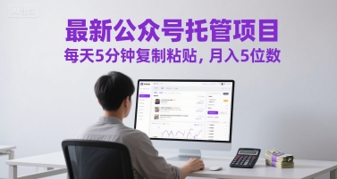 最新公众号托管项目，每天5分钟复制粘贴，月入5位数【揭秘】-淘米帮