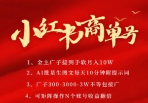 小红书商单号,AI轻松制作PLOG图文,商单接到手软3张-3k一条,每天轻松十分钟,矩阵n个账号,月入几个W-淘米帮