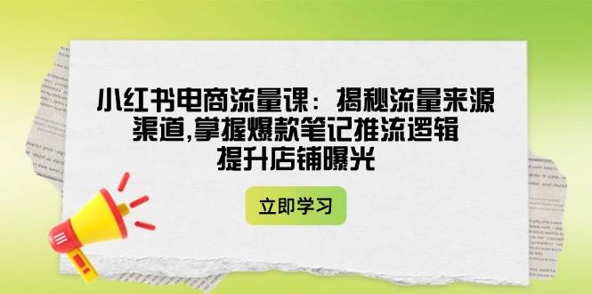 小红书电商流量课：揭秘流量来源渠道,掌握爆款笔记推流逻辑,提升店铺曝光-淘米帮
