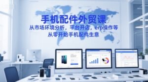 手机配件外贸课，从市场环境分析，平台开店，erp操作等，从零开始手机配件生意-淘米帮