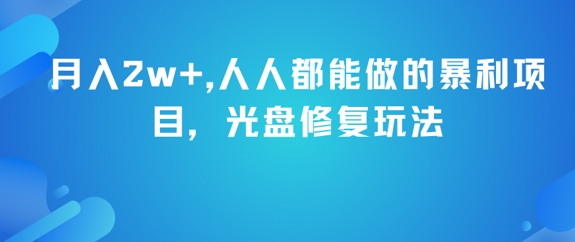 月入2w+，人人都能做的暴利项目，光盘修复玩法-淘米帮