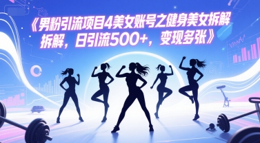 男粉引流项目4美女账号之健身美女拆解，日引流500+，变现多张-淘米帮