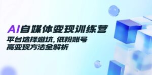 AI自媒体变现训练营，平台选择避坑，低粉账号高变现方法全解析-淘米帮