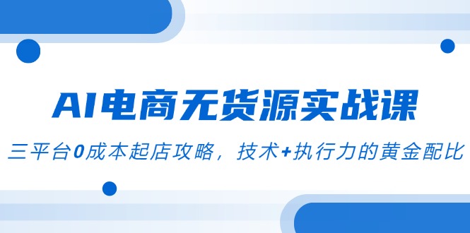 AI电商无货源实战课，三平台0成本起店攻略，技术+执行力的黄金配比-淘米帮