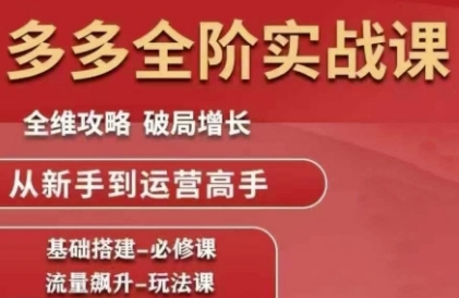 拼多多全阶实战课程，全维攻略，破局增长，从新手到运营高手-淘米帮