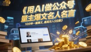 用AI做公众号流量主爆文名人名言，10分钟一篇爆文，最高月入5位数-淘米帮