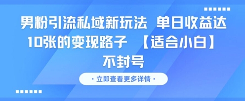 男粉引流私域新玩法，单日收益达10张的变现路子 【适合小白】不封号-淘米帮