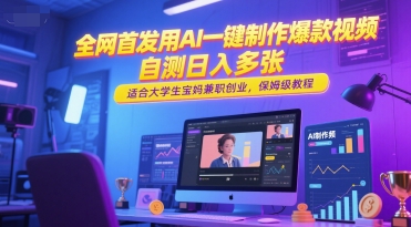 全网首发用AI一键制作爆款视频，自测日入多张，适合大学生宝妈兼职创业，保姆级教程-淘米帮
