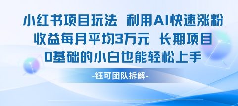 适合小白操作的小红书新项目，利用AI快速涨粉，收益每月平均1W+-淘米帮
