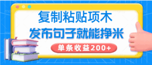 复制粘贴小项目，发布句子就能赚米，单条收益200+-淘米帮