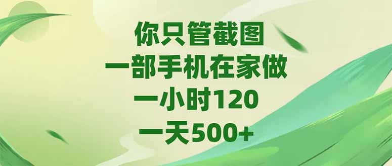 你只管截图，一部手机在家做，一小时120，-天500+-淘米帮