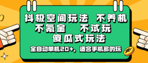 抖极空间玩法,不养机,不氪金,不试玩,傻瓜式玩法,全自动单机20+,适合手机多的玩-淘米帮