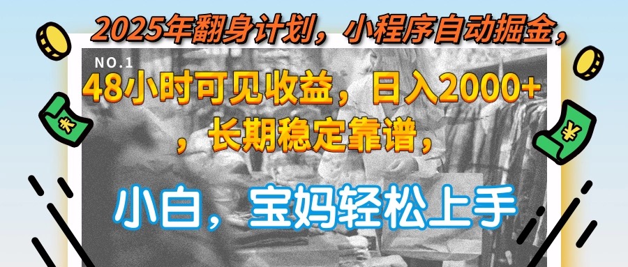 2025年翻身计划，小程序自动掘金48小时可见收益，日入2000+，长期稳定…-淘米帮