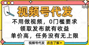 视频号代发,不用做视频,0门槛要求,领取发布就有收益,单价高,任务没有无上限【揭秘】-淘米帮