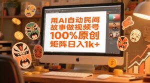 用AI自动民间故事做视频号,100%原创,矩阵日入1k+-淘米帮