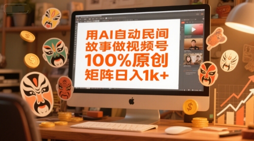 用AI自动民间故事做视频号，100%原创，矩阵日入1k+-淘米帮