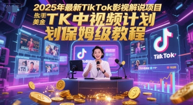 2025年最新TikTok影视解说项目，新手也能挣美金，TK中视频计划保姆级教程-淘米帮