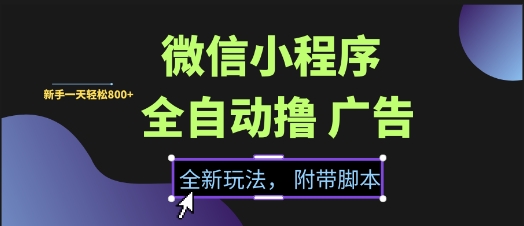 微信小程序全自动撸广告项目，彻底解决没流量的问题，新手一天8张+【揭秘】-淘米帮