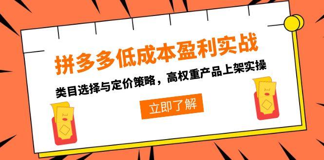 拼多多低成本盈利实战，类目选择与定价策略，高权重产品上架实操-淘米帮